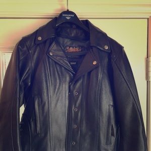 Ladies all leather jacket and chaps.